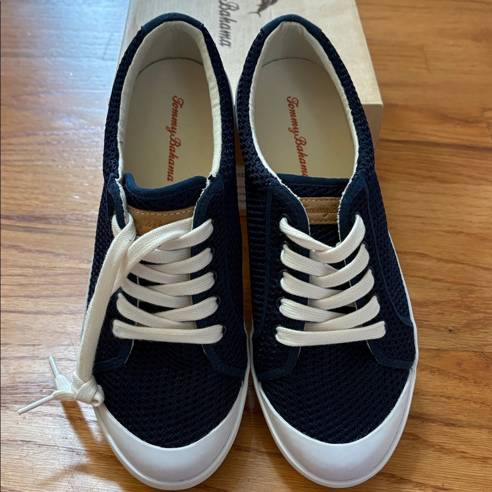 Brand New Tommy Bahama Navy Blue Sneakers with Cream Laces